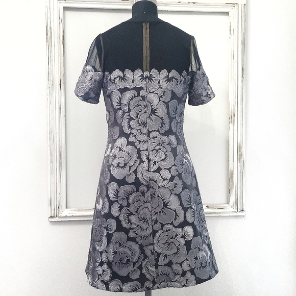 Tadashi Shoji Kala Sheer Mesh Floral Sequin Embroidered Mini Dress - Picture 15 of 16